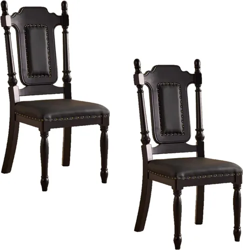 Vista 19 de Wooden Dining Chairs Set of 4, High Back Kitchen Chair, Vintage Dining Room Chairs, Upholstered Armless Chair, for Kitchen, Dining Room, Cafe, Black