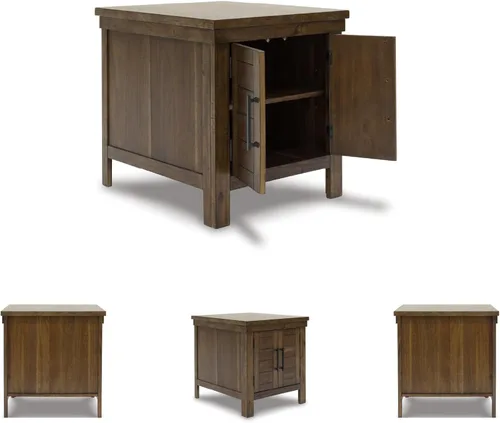 Vista 7 de Signature Design by Ashley Valebeck - Mesa auxiliar rectangular de campo con almacenamiento, acabado marrón envejecido y negro