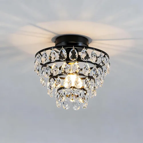 Vista 10 de Mayful Lámpara de techo moderna de cristal dorado semiempotrada para pasillo, dormitorio, baño, sala de estar, E26