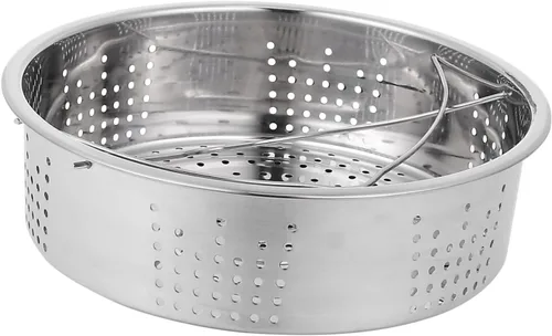 Housoutil Estante para mariscos y mariscos, inserto de malla para alimentos de un solo nivel, cesta de acero inoxidable de bambú, suministros de