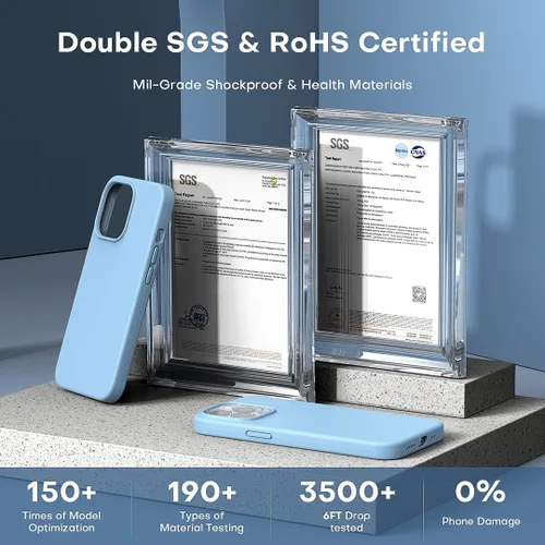 Vista 6 de TOCOL Funda 5 en 1 para iPhone 13 Pro Max, con 2 protectores de pantalla + 2 protectores de lente de cámara, funda delgada de silicona líquida