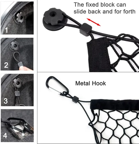 Vista 3 de BAILALIBO Red de carga para cama de camioneta, accesorios ajustables para redes de almacenamiento seguro, red elástica para portón trasero