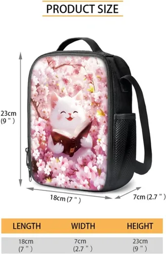 Vista 4 de Cat Book Cherry Blossom Print 4 Piece Backpack Set for Child, Multifunctional Laptop Backpack Lightweight School Supplies Rucksack Outdoor Daypack