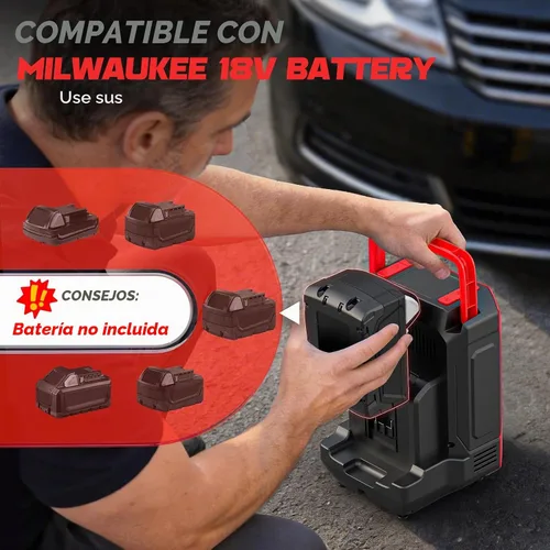 Vista 7 de DIYtoolifz 5X Faster 160PSI Air Pump Compatible with Milwaukee 18V Battery Rojo