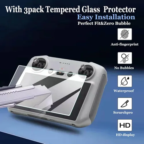Vista 2 de Protector de pantalla RC II compatible con DJI Mini 3 Pro Mini 4 PRO Air 3 Air 2S Mavic 3 Pro RC 2, control remoto, 0.008 in, 9H, vidrio templado