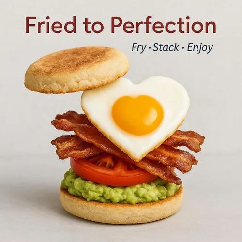 Vista 2 de HIC Kitchen Anillos antiadherentes para cocinar huevos y panqueques, en forma de corazón, acero al carbono antiadherente; libre de PFOA y BPA, juego