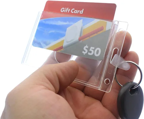 Vista 3 de Soporte rígido para tarjetas de combustible con llavero, protector de tarjetas de plástico duro transparente para flotas, tarjetas de gas, autos
