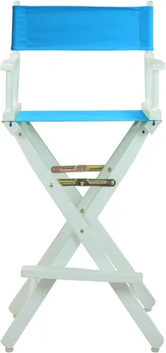 Vista 35 de Casual Home - Silla de director de 30 in, marco blanco, con lona color verde azulado, altura de barra