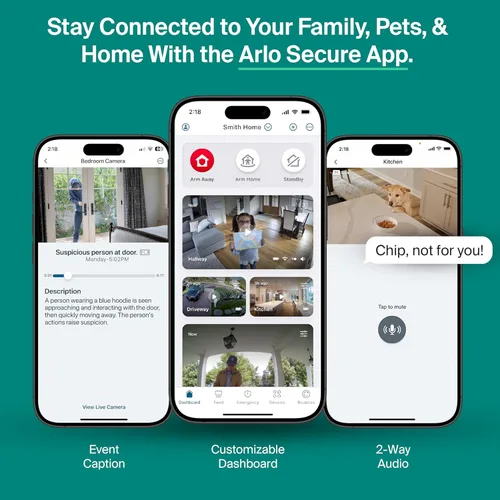 Vista 7 de Arlo Essential - Cámara de seguridad para interiores con inclinación panorámica 2K (versión 2025) + 6 meses de plan Secure Plus, alimentación