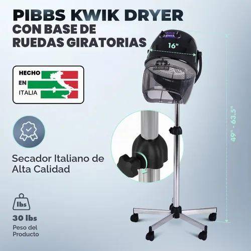 Vista 2 de Pibbs 514 Kwik Dri Secador de salón con ruedas, 1100 W.