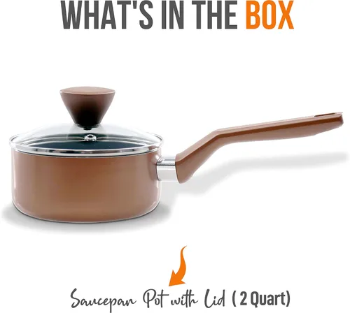 Vista 7 de NutriChef Cacerola con tapa Utensilios de cocina antiadherentes de alta calidad con tapas de vidrio templado transparente, 1 cuarto de galón