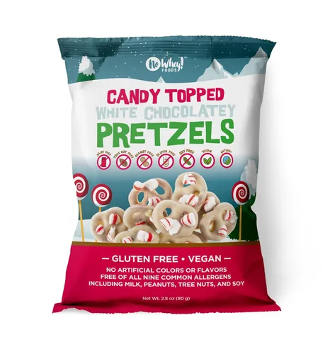 Vista 3 de Pretzels de Chocolate Blanco Confitado 2-Pack – Navidad – Vegano, Apto para Alergias, Kosher – Libre de Leche, Cacahuete, Nueces de Árbol, Huevo