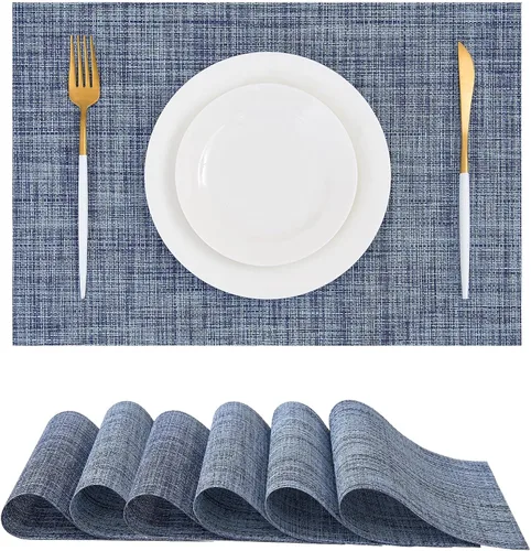 Vista 83 de Leetaltree - Juego de 4 manteles individuales beige, antideslizantes, resistentes al calor, para mesa de comedor, lavables, duraderos, de PVC