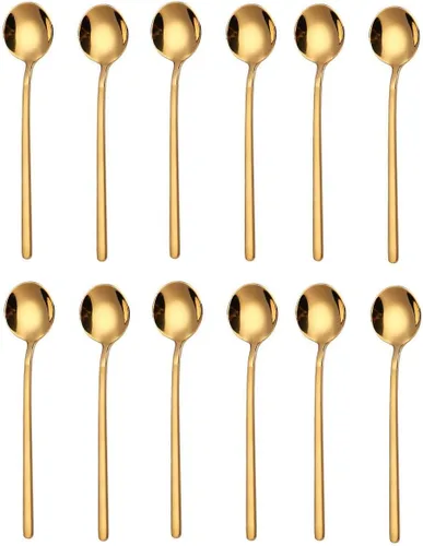 Vista 6 de Juego de 10 cucharas de café expreso de acero inoxidable 18/10 para café, azúcar, postre, pastel, helado, sopa antipasto capuchino, 5.3 pulgadas