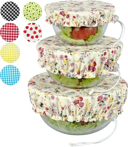 Vista 31 de Fundas grandes de tela de algodón reutilizables hechas a mano para tazones – Dos capas de tela (solo juego extra grande de 3, aguacate)