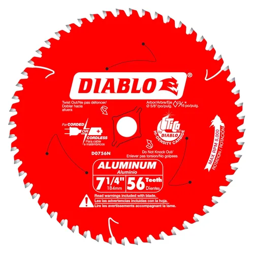Vista 6 de Disco de sierra Diablo para aluminio medio - Diámetro de 5-1/2", 50 dientes TCG, eje de 20mm, corte de 0.061", ángulo de gancho de -5°, placa