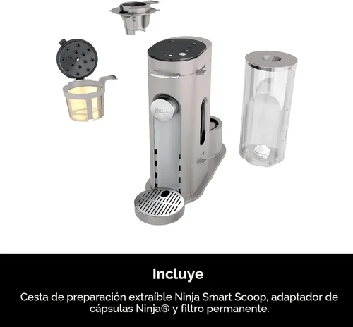 Vista 8 de Ninja Pods & Grounds Cafetera de una sola porción, compatible con cápsulas K-Cup, prepara molidos, diseño compacto, depósito de 56 oz, tamaños