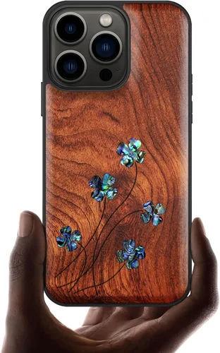 Vista 9 de Carveit Funda protectora de madera de diseñador para iPhone 13 Pro (grabado de madera e incrustaciones de carcasa), compatible con 13 Pro MagSafe