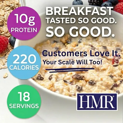 Vista 2 de HMR Cereal caliente multigrano Desayuno o merienda abundante Apoya el control de peso Comida conveniente baja en calorías 0.35 oz