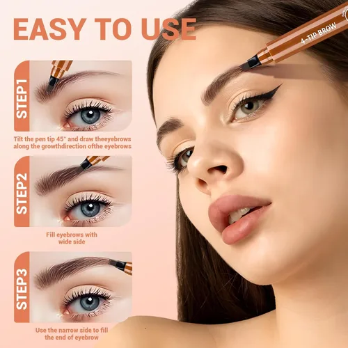 Vista 3 de Lápices de Cejas Microblading para Mujeres, Lápiz de Cejas 3D Impermeable Mejorado 2026, Lápiz de Cejas de Larga Duración con 4 Puntas, Lápiz