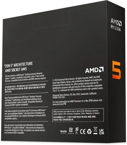 Vista 5 de AMD Procesador de escritorio desbloqueado Ryzen™ 5 9600X de 6 núcleos y 12 hilos