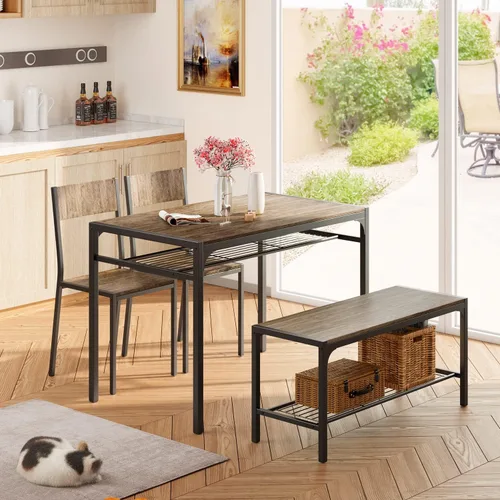 Vista 39 de Gizoon Juego de mesa de comedor para 2, mesa de cocina de 3 piezas con 2 sillas para espacios pequeños, apartamento, cocina, comedor, ahorro