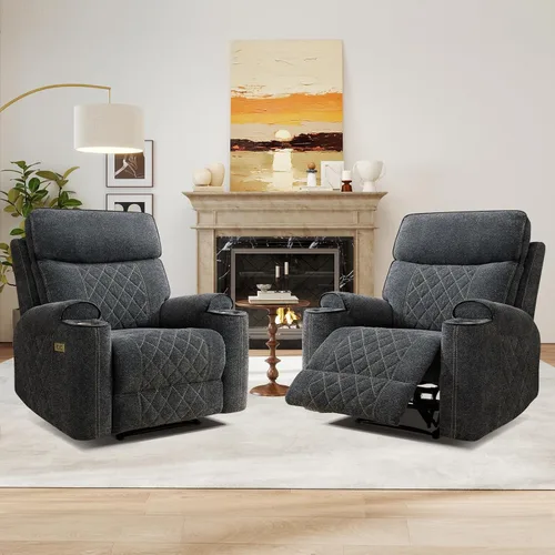 Vista 12 de Silla reclinable eléctrica, sofás reclinables de piel sintética suave con respaldo acolchado, sofá reclinable individual sobredimensionado de alta