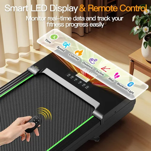 Vista 6 de Akluer Walking Pad with 12% Auto Incline, Under Desk Treadmills for Home and Office, Portable Treadmill with Smart App Scenic Routes & Bluetooth