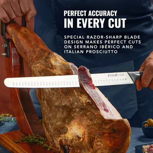 Vista 6 de Cutluxe Cuchillo de trinchar extralargo de 14 pulgadas – Cuchillo de pechuga, carne afilada y barbacoa Knіfe – Acero alemán de alto carbono – Diseño