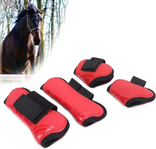 Vista 4 de Pssopp Juego de 4 botas de tendón de caballo, botas de caballo gruesas de poliuretano con carcasa de caballo, botas ligeras con parte delantera