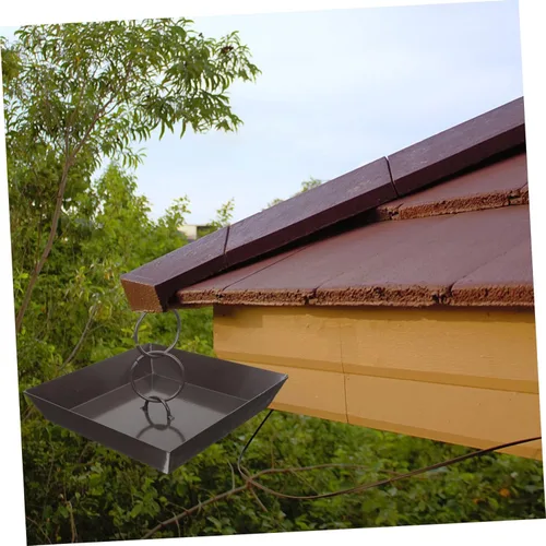 Vista 9 de Contenedor negro de 2 piezas de eslabones de lluvia para pájaros, contenedor de adorno de cadena de lluvia de metal, para cadenas de lluvia, cuenca