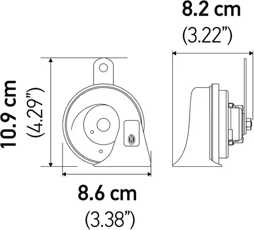 Vista 4 de HELLA 012010971 Kit de Bocina de Trompeta Negra de 12V (Ajuste Universal - Paquete Blíster)