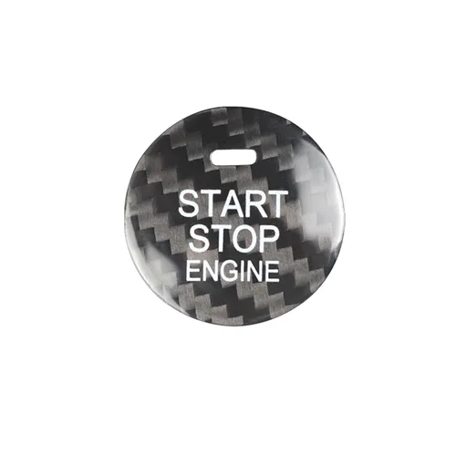 Vista 6 de Cubierta compatible con el botón de arranque del motor Mazda, fibra de carbono real, botón de pulsador, manual, color negro