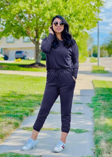 Vista 3 de PRETTYGARDEN - Conjunto de dos piezas para mujer, de otoño, sudadera de manga larga con cuello redondo y pantalones de cintura alta, para atuendo