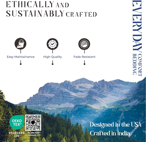 Vista 17 de Mayfair Linen Juego de sábanas de 4 piezas de tejido de percal de 100 % algodón orgánico, suave, refrescante, transpirable y con bolsillo profundo