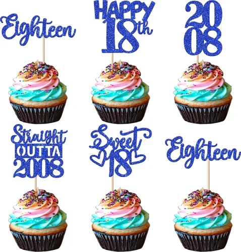Vista 115 de 30 piezas de decoraciones para pastel de cumpleaños número 10, decoraciones de cupcakes negras con brillo, 10 feliz cumple, directo desde 2016, 10