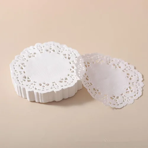 CHICIEVE Tapones de encaje de papel redondos de 3.5 pulgadas, color blanco, paquete de 250 unidades