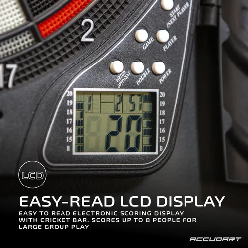 Vista 3 de Accudart Spark - Diana electrónica – 30 juegos, 174 variaciones, modo de desafío de computadora, puntuación LED de fácil lectura para hasta 8
