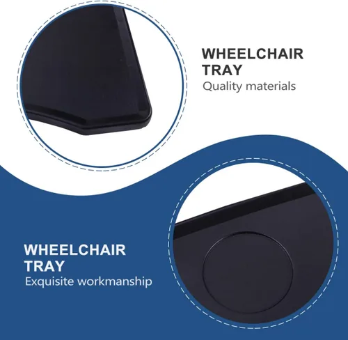 Vista 2 de EXCEART - Bandeja desmontable para silla de ruedas con soporte para vasos de mesa, accesorios de escritorio extraíbles y portátiles para comer