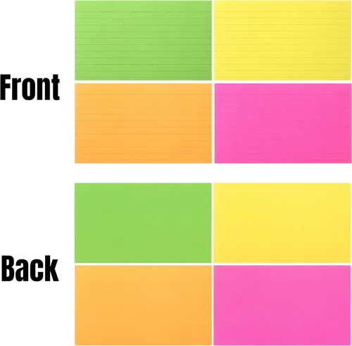 Vista 9 de Mr. Pen Tarjetas de Estudio de Neón Rayadas - 3x5, 180 Tarjetas - Tarjetas Rayadas para Estudiar