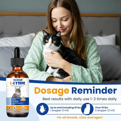 Vista 7 de Premium Cat L-Lysine Liquid Drops for Immune Support and Respiratory Health Helps with Sneezing Eye Discharge and Stress Relief with Essential