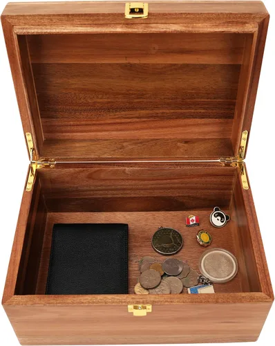 Vista 7 de Spiretro Caja de almacenamiento de madera con tapa, caja de almacenamiento para guardar joyas, monedas, tarjetas, tesoro pequeño, caja decorativa