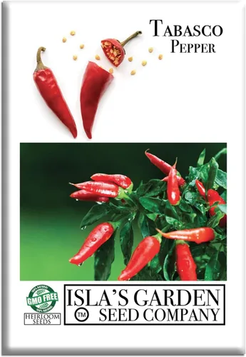 Semillas de chile rojo vivo "Tabasco" para plantar, más de 50 semillas tradicionales por paquete, semillas de jardín de Isla (semillas de jardín de