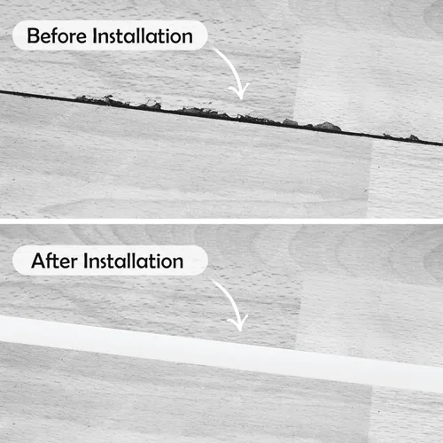Vista 5 de Rubber Bond Tira de transición de suelo, tiras de vinilo autoadhesivas para suelos laminados, tira divisora plana, fácil de instalar y despegar