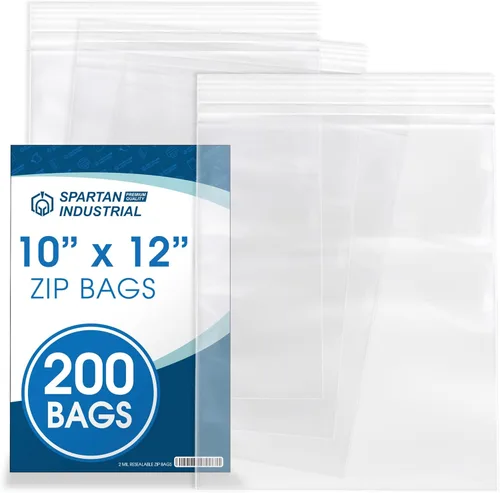 Vista 7 de Spartan Industrial - 9 x 12 pulgadas (200 unidades) Bolsas de polietileno transparentes con cierre reutilizables de 2 mil, con cierre de cremallera