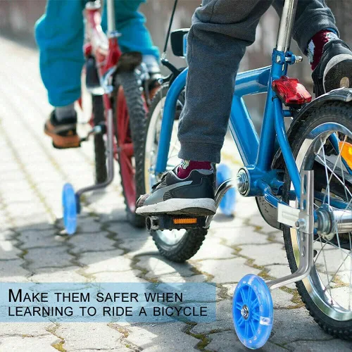 Vista 6 de Ruedas de entrenamiento para bicicleta de niños, 1 par de ruedas de entrenamiento de bicicleta con flash LED, ruedas de apoyo estabilizadoras