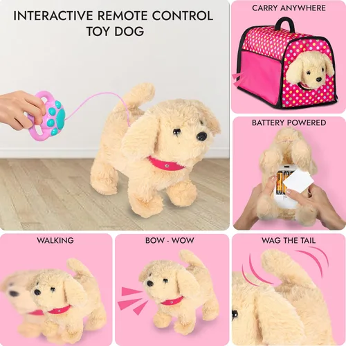 Vista 7 de Cochecito de Muñeca Cachorro – Juguete de Perro de Peluche con Control Remoto que Camina y Ladra para Niños – Cachorro Electrónico Interactivo