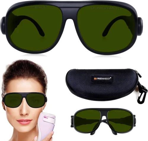 FreeMascot IPL 190nm-2000nm láser gafas de seguridad para tratamiento de depilación láser Protección ocular (verde)