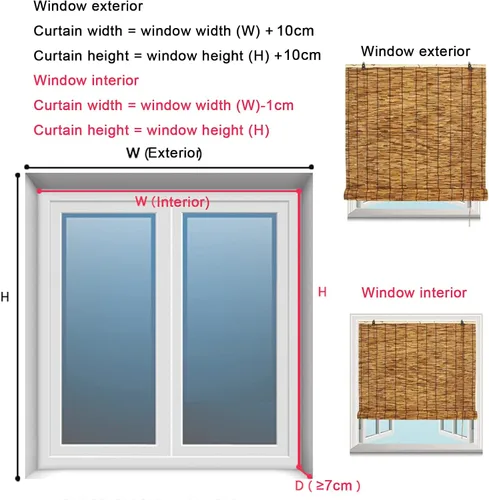 Vista 6 de Cortina de caña, persianas enrollables de bambú natural, persianas retro con pajilla, persianas romanas, filtro de luz para el hogar, anti-UV