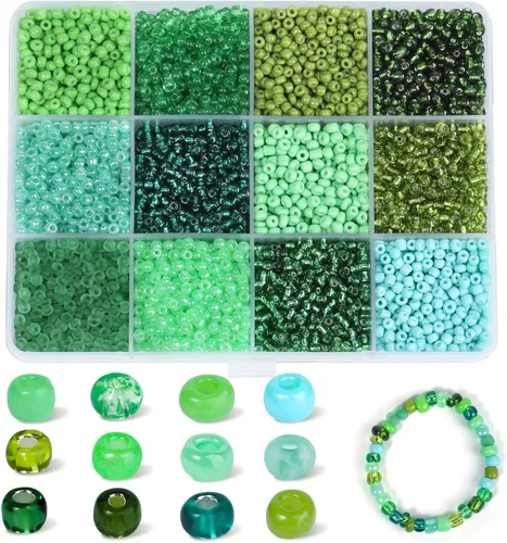 Vista 8 de 7380 cuentas de semillas de vidrio, cuentas de semillas de pulsera 8/0 de 0.118 pulgadas para joyería, 12 colores redondos surtidos para pulseras